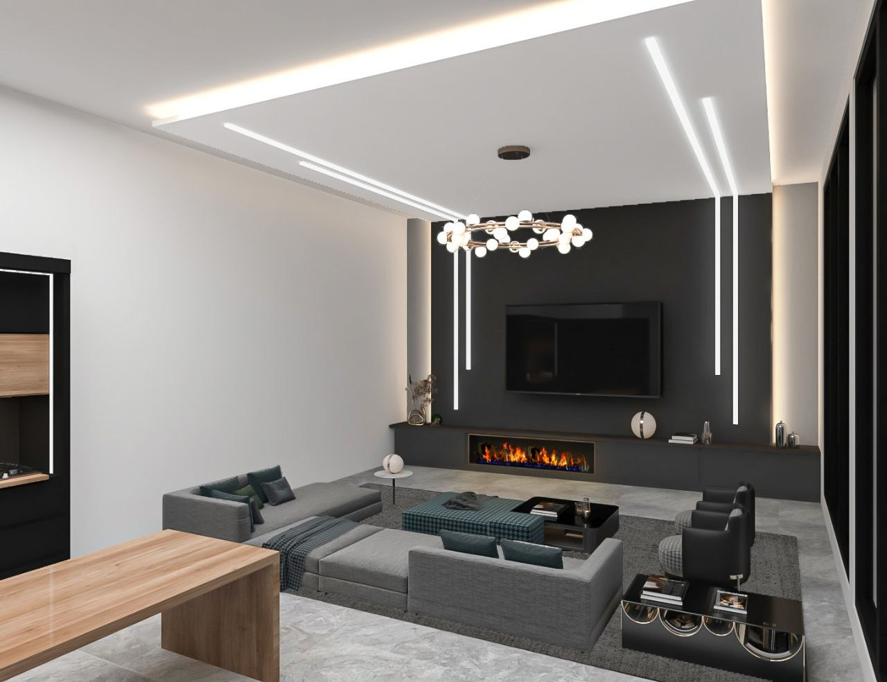 Modern grey living room