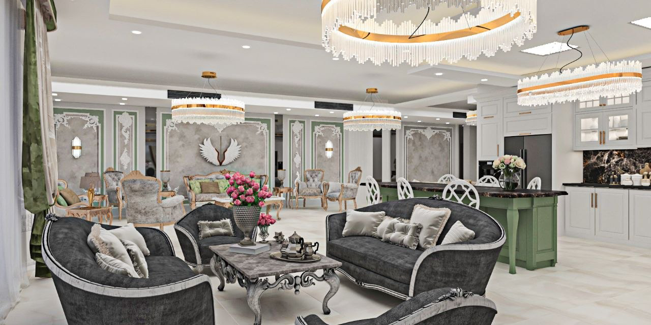 Luxury grey living room