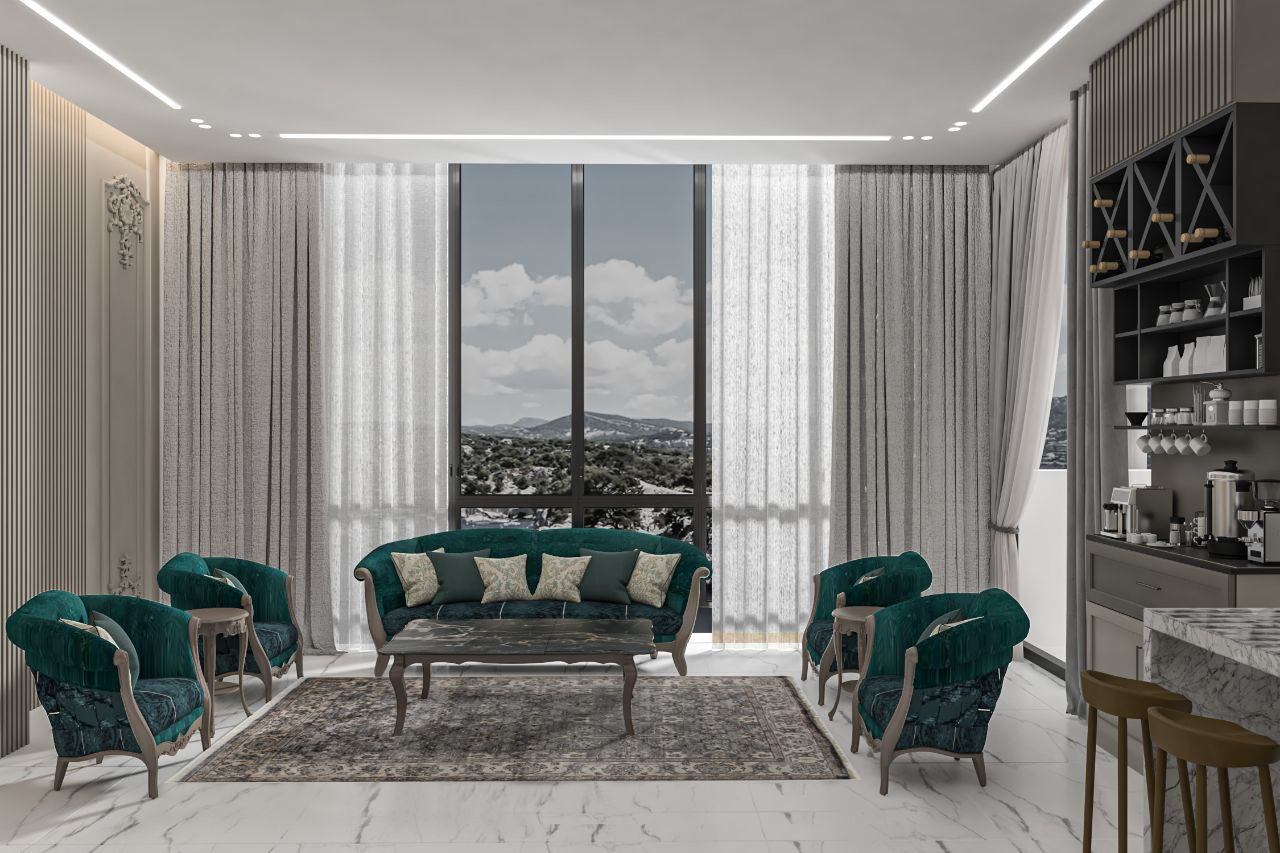 Green classy living room