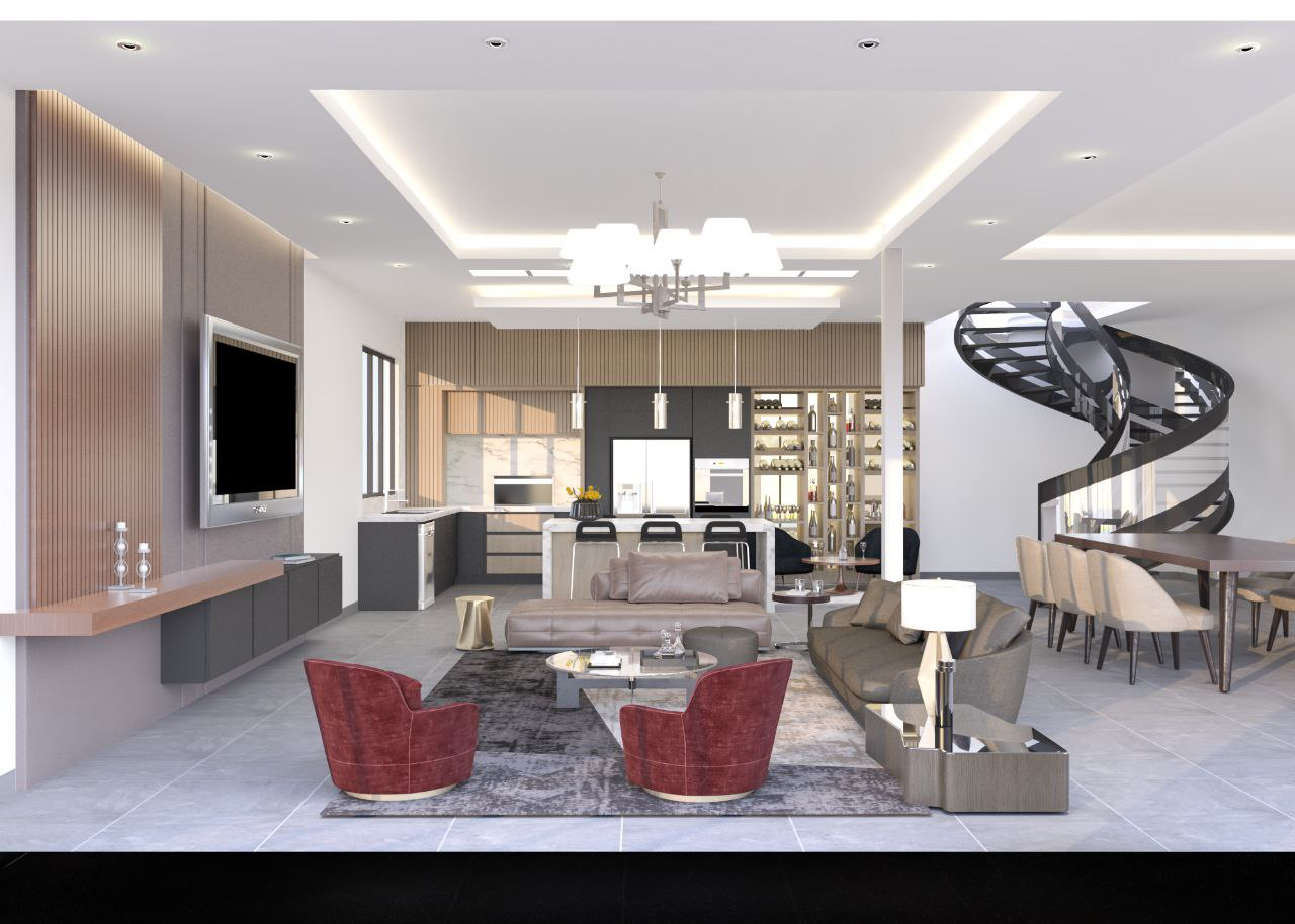 Modern double helix vila / living room