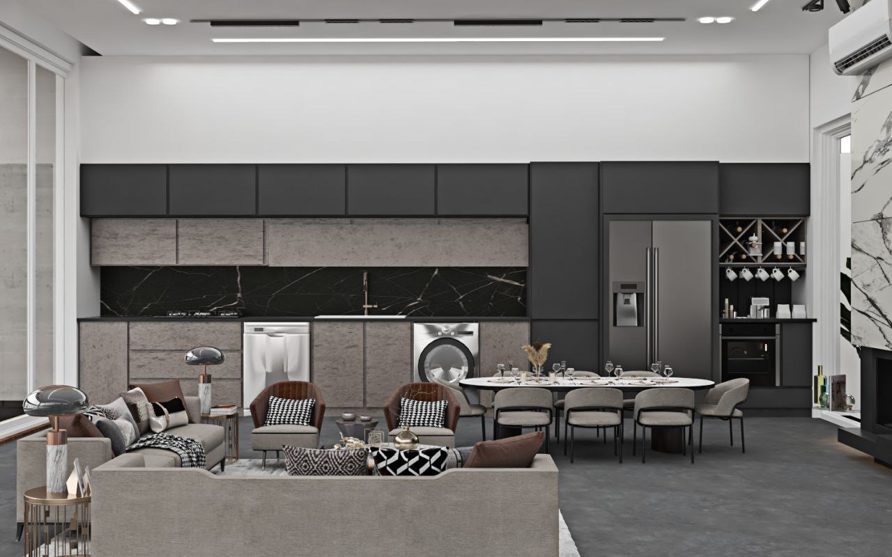 Modern Dining room and Living room