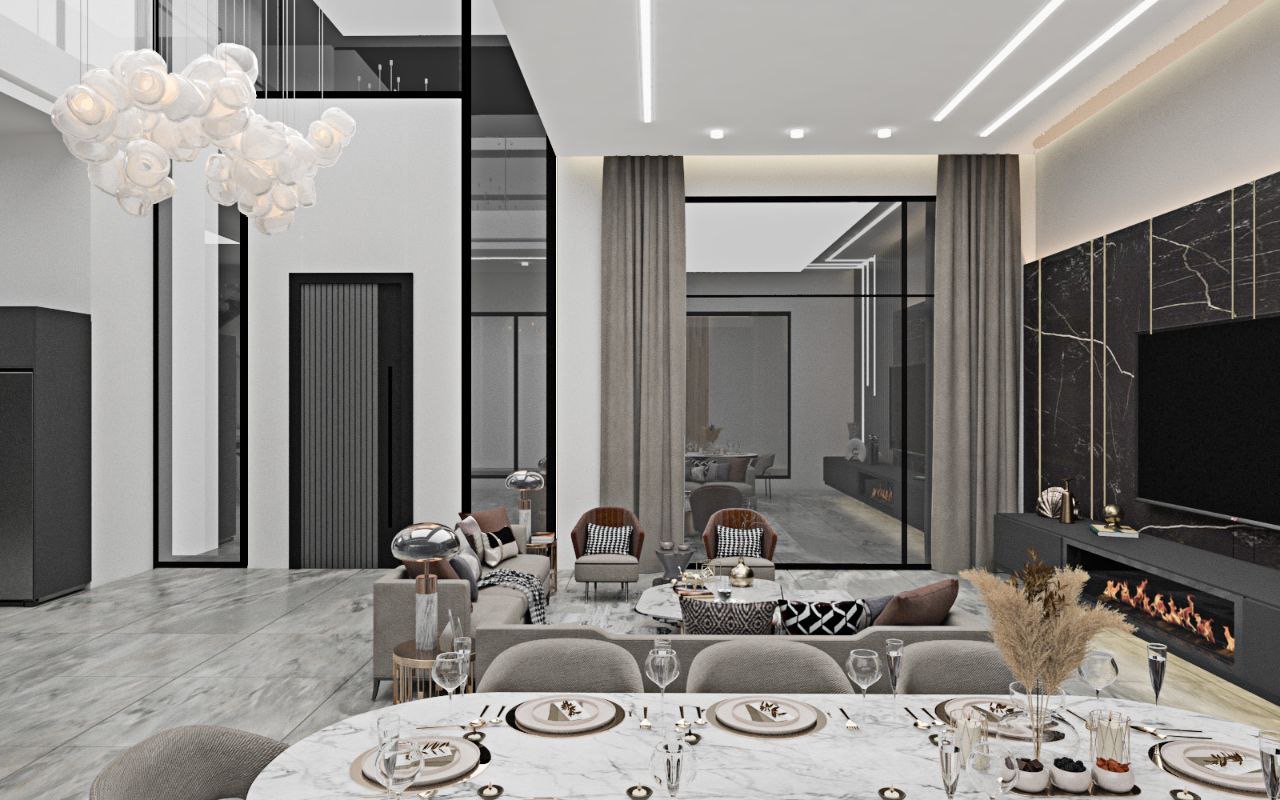 Modern Light Dining room and living room