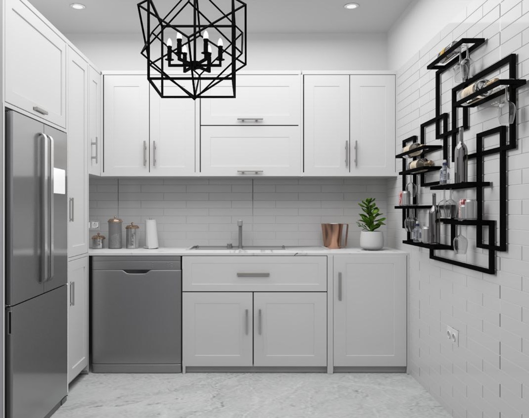White and grey minimal kitchen